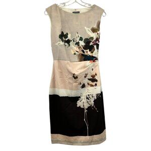 Phase Eight Floral Sheath Dress Sleeveless Multicolored Size 6 Zip